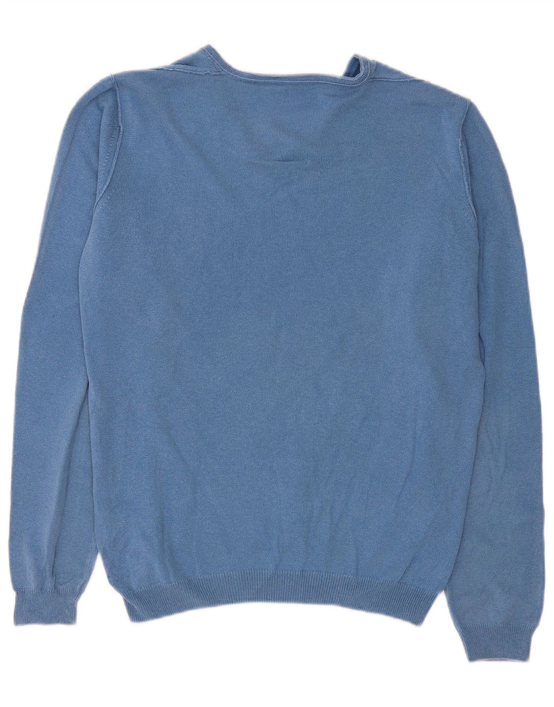 Trussardi Jeans Herren-Pullover mit V-Ausschnitt aus mittelblauer Baumwolle