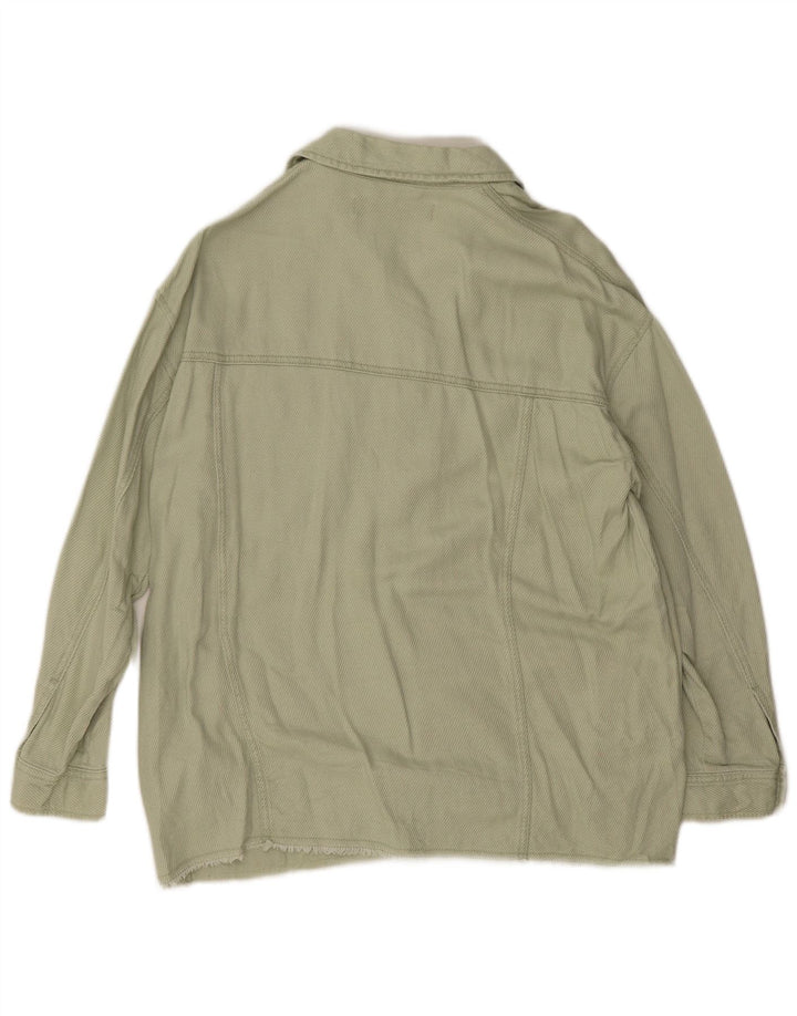 Zara Damen Übergroße Bomberjacke UK 10 Small Grüne Baumwolle