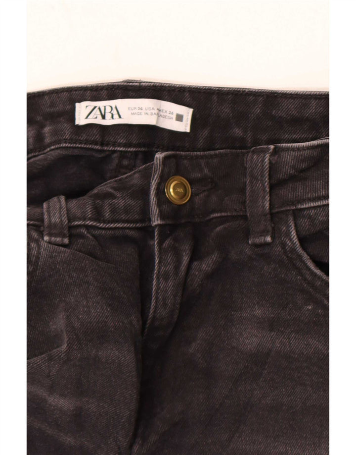Zara Damen Distressed Slim Jeans EU 36 XS W26 L28 Schwarz