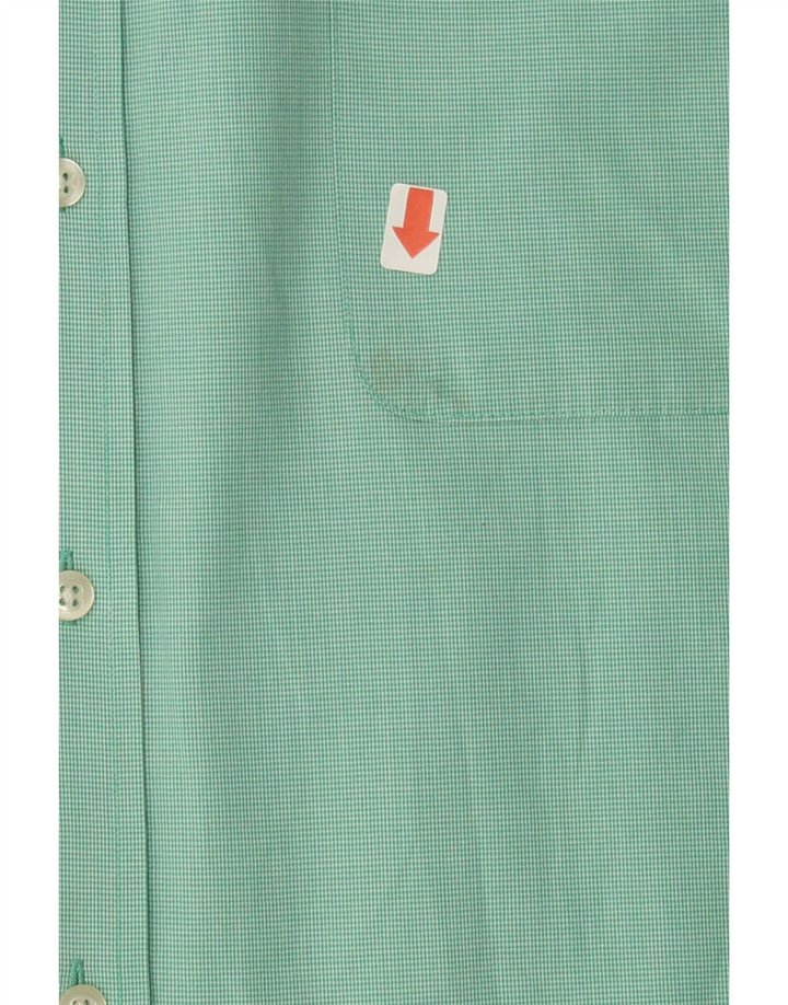 CHAPS Mens Classic Fit Shirt Size 17 1/2 XL Turquoise Houndstooth Cotton Vintage Chaps and Second-Hand Chaps from Messina Hembry 
