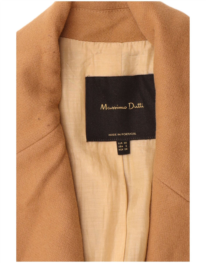 Massimo Dutti Damen Mantel EU 34 2XS Beige Wolle