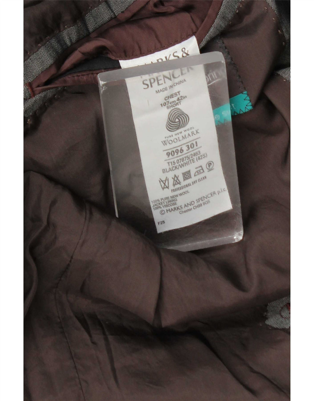 Marks & Spencer Herren-Blazer mit 3 Knöpfen, UK 42, große graue Wolle