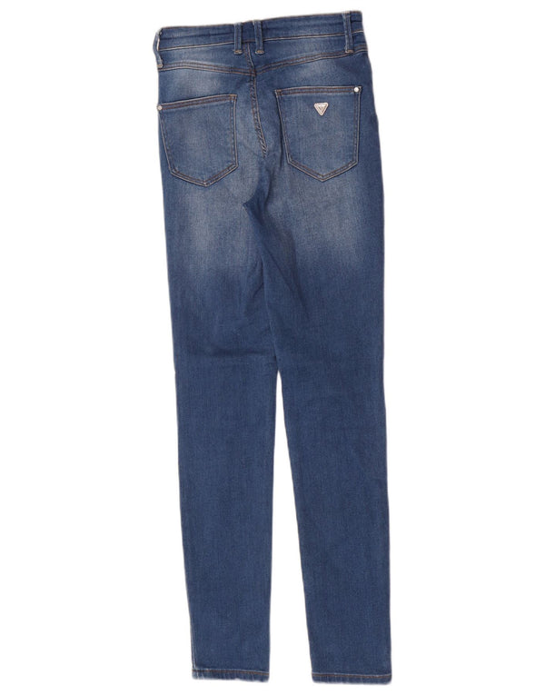 Guess Damen Distressed High Waist Skinny Jeans W25 L29 Blaue Baumwolle