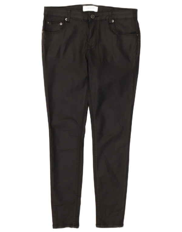 Zara Damen gewachste Skinny-Freizeithose, EU 36, XS, B26, L26, schwarze Baumwolle