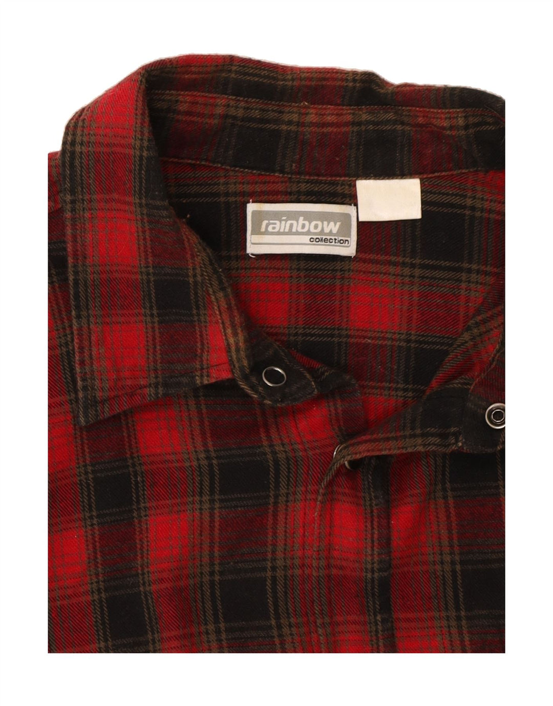 RAINBOW Mens Flannel Shirt Large Red Check Cotton Vintage Rainbow and Second-Hand Rainbow from Messina Hembry 