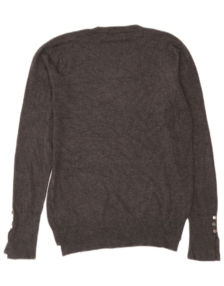 Zara Damen-Pullover mit Rundhalsausschnitt, Gr. 12, mittelgrau gefleckte Viskose