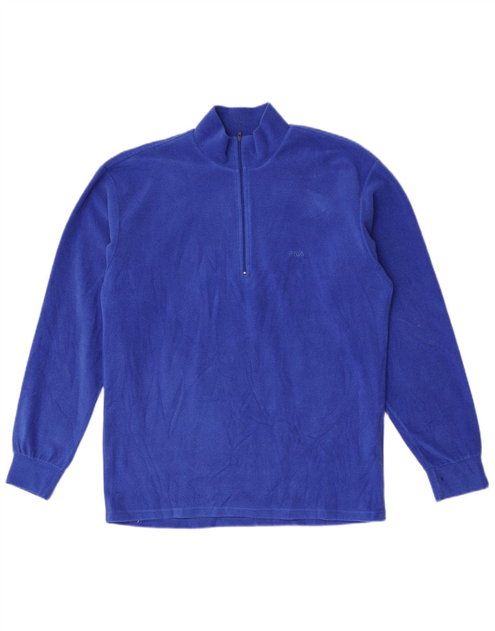 Fila Herren-Fleecepullover mit Reißverschluss am Hals, IT 40, mittelblaues Polyester