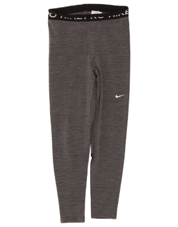 Nike Womens Dri Fit Graphic Leggings UK 10 Small Grau geflecktes Polyester