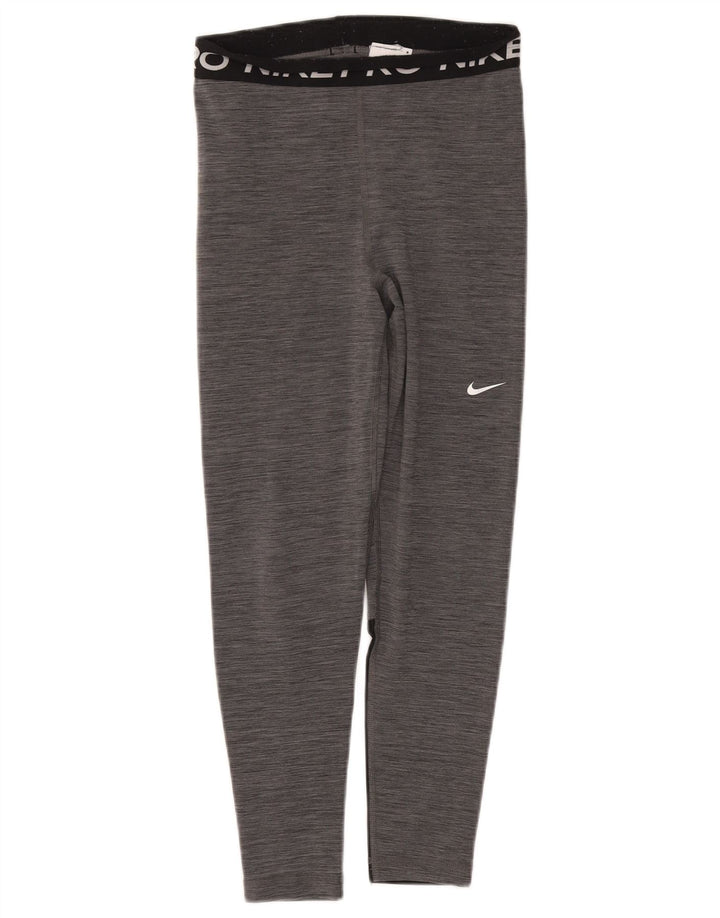 Nike Womens Dri Fit Graphic Leggings UK 10 Small Grau geflecktes Polyester