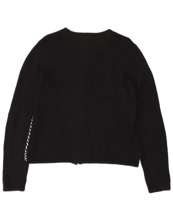 CHAPS Damen-Cardigan-Pullover UK 14 Große schwarze Fischgräten-Baumwolle