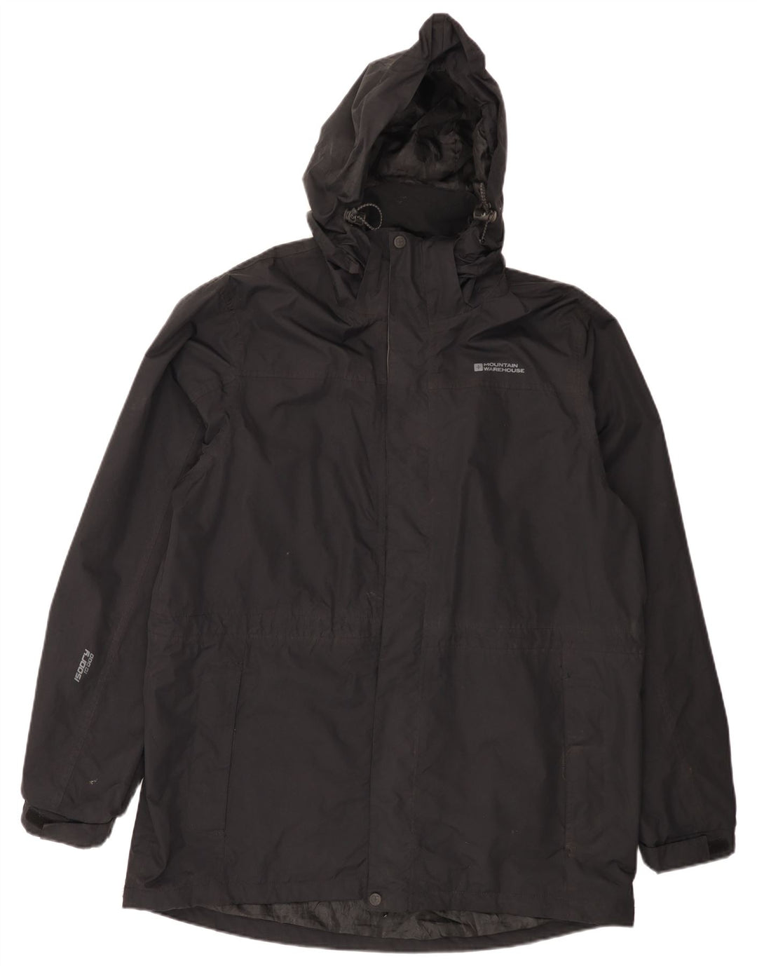 Mountain Warehouse Herren-Regenmantel mit Kapuze, UK 40, Größe L, aus schwarzem Nylon