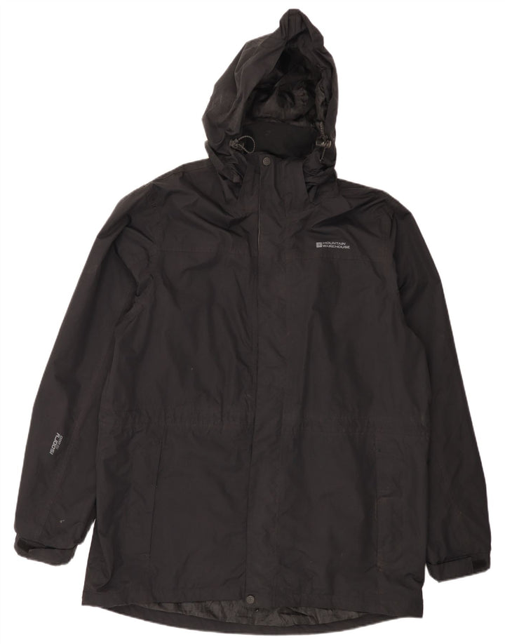 Mountain Warehouse Herren-Regenmantel mit Kapuze, UK 40, Größe L, aus schwarzem Nylon