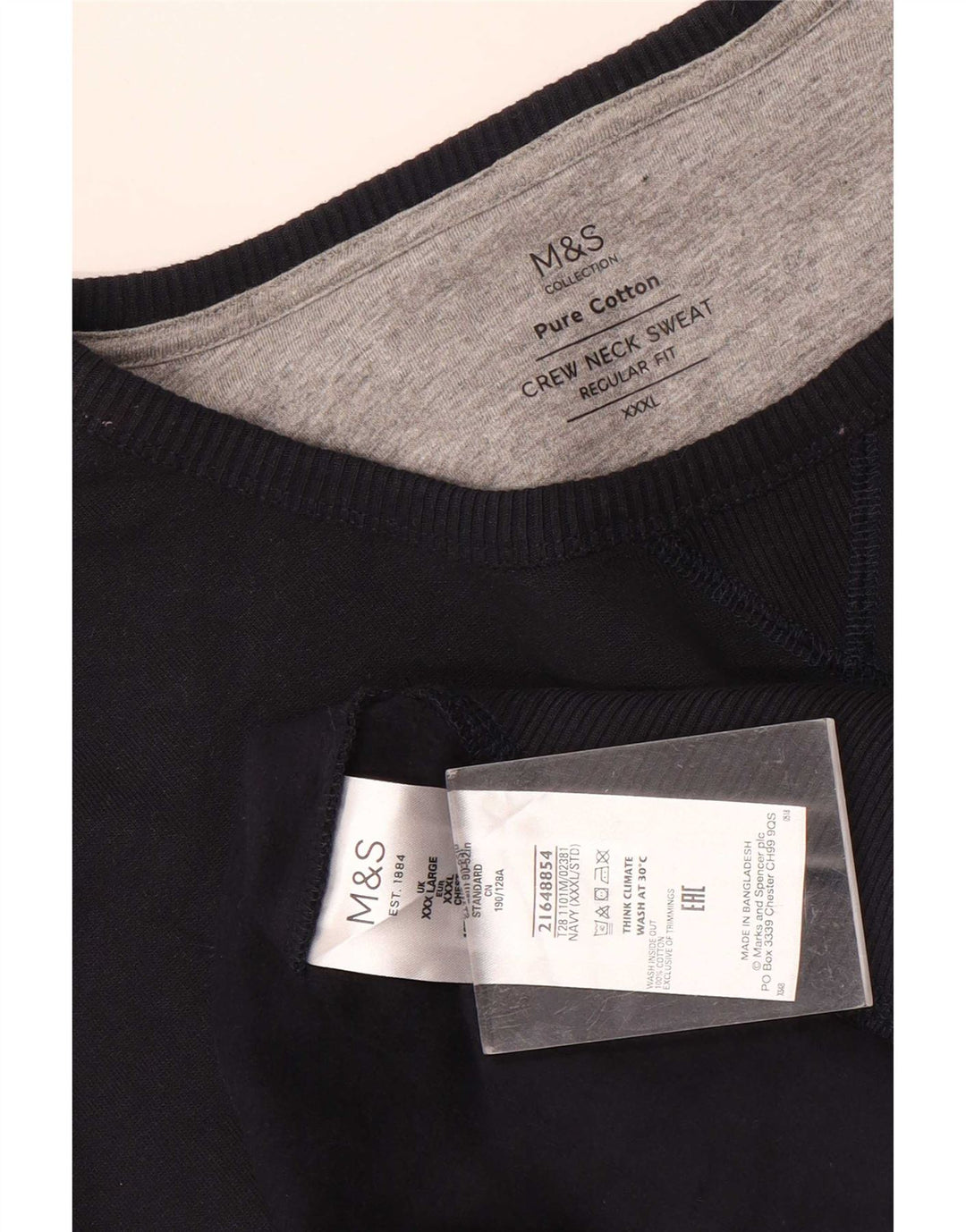 Marks & Spencer Herren-Sweatshirt mit regulärer Passform, 3XL, Marineblau, Baumwolle