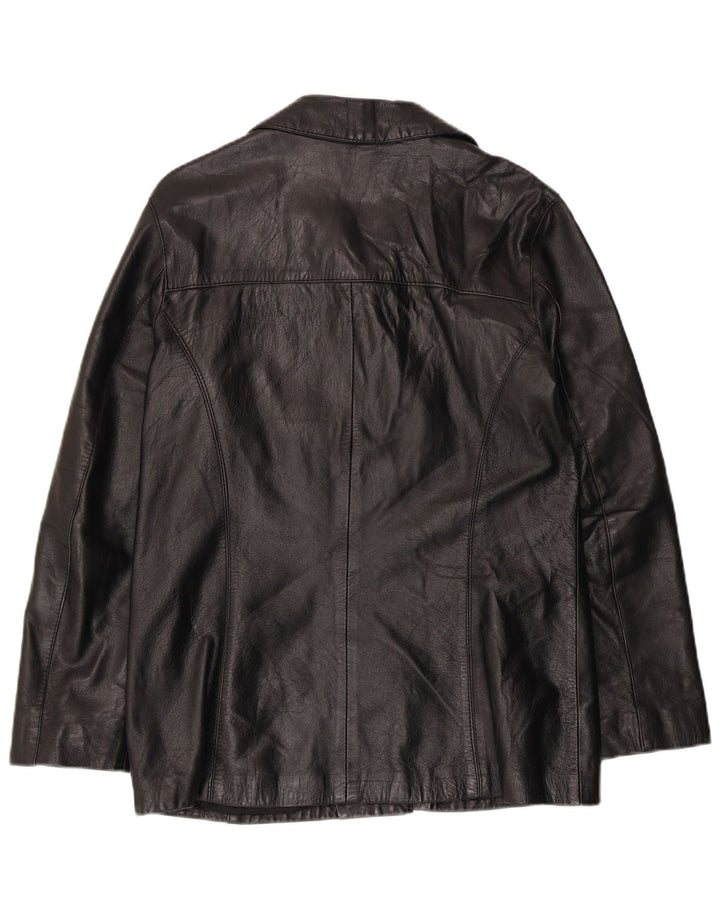 Planet Damen Lederjacke IT 46 Großes schwarzes Leder