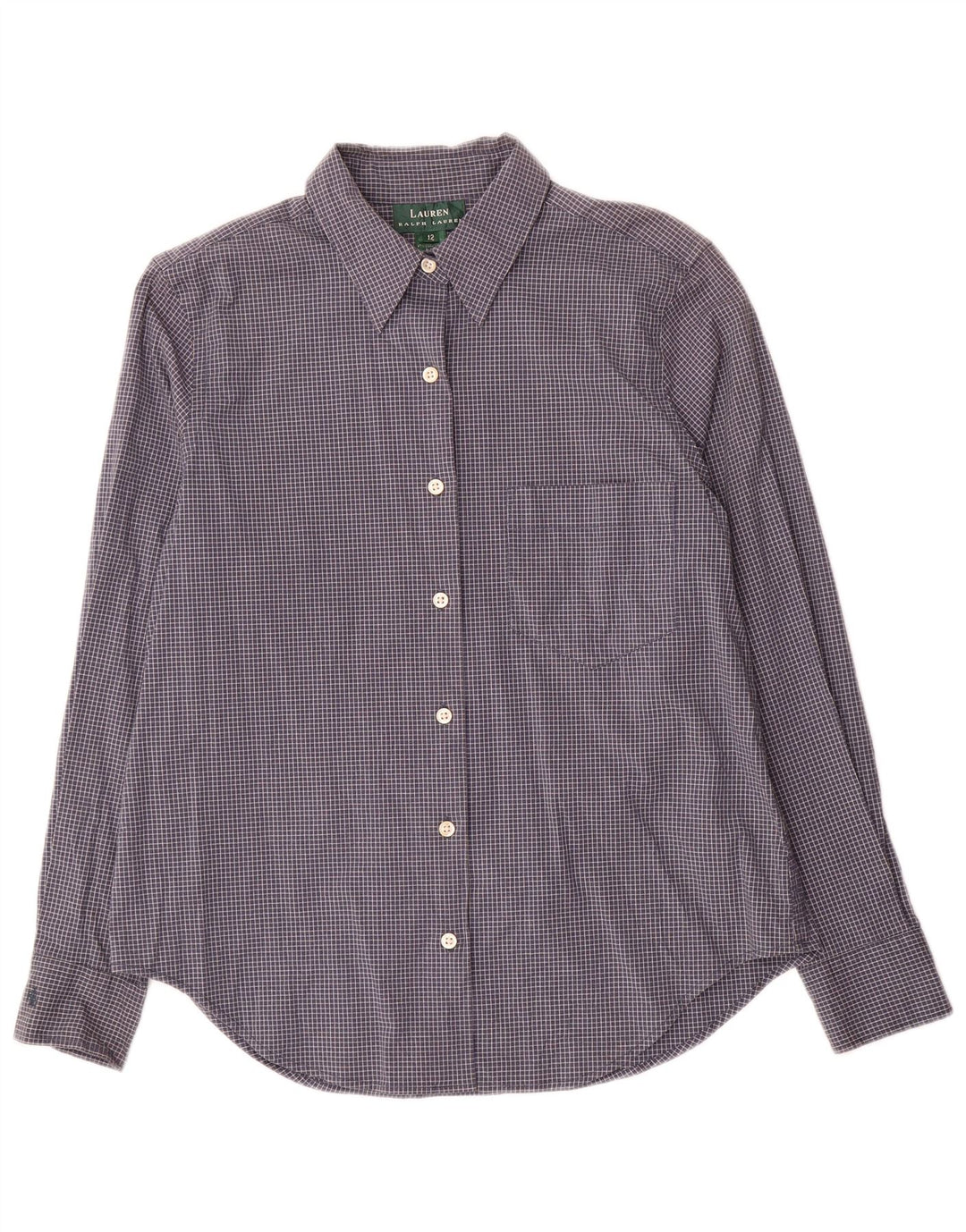 Ralph Lauren Damen-Hemd, US 12, groß, marineblau, kariert, Baumwolle