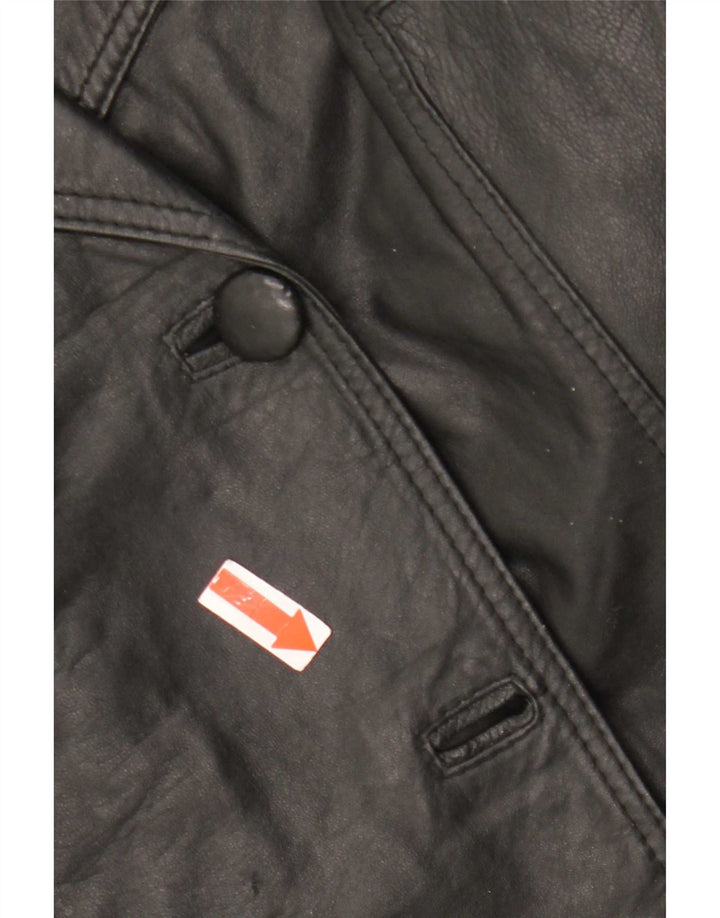 Vintage Damen Ledermantel IT 48 XL Schwarz