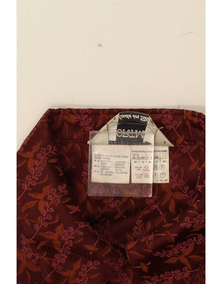 Sportmax Damen-Blazer mit kurzen Ärmeln, UK 12, Mittelbraun mit Blumenmuster