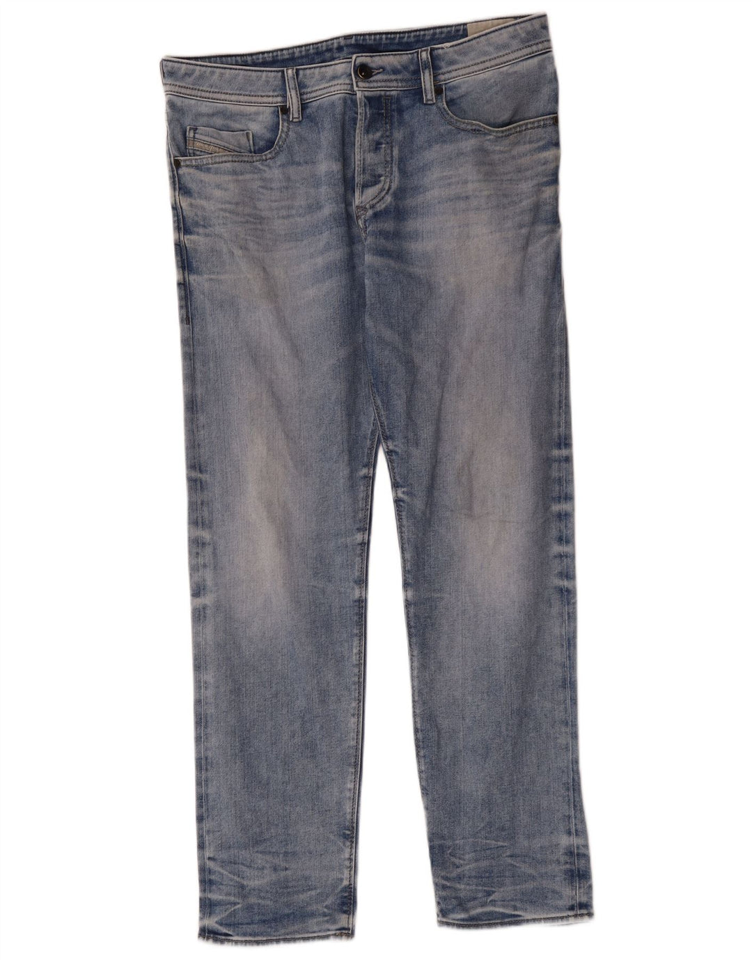 Diesel Herren Straight Jeans W34 L30 Blaue Baumwolle