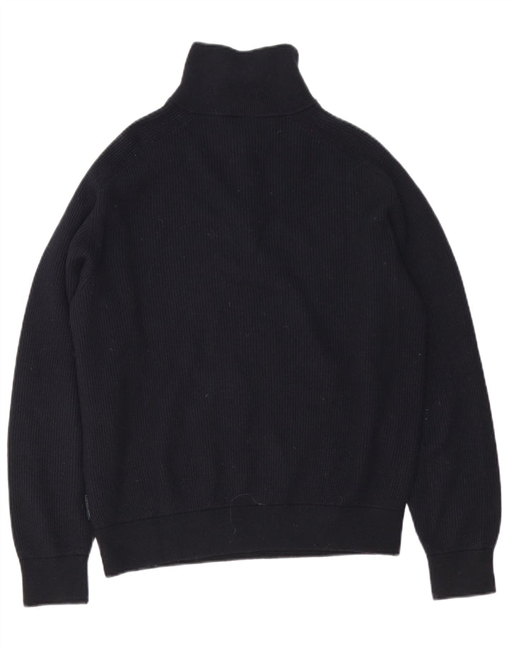 Armani Exchange Herren-Pullover mit Reißverschluss am Hals, groß, aus schwarzer Baumwolle