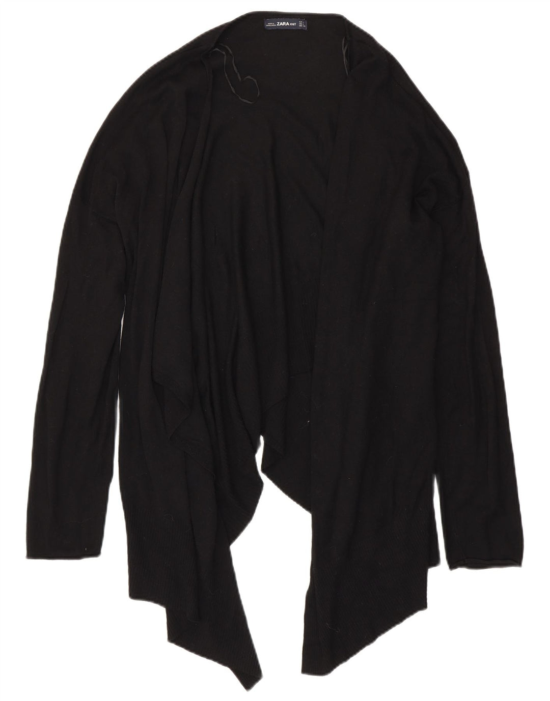 Zara Damen Asymmetrischer offener Cardigan-Pullover UK 16 Large Schwarz