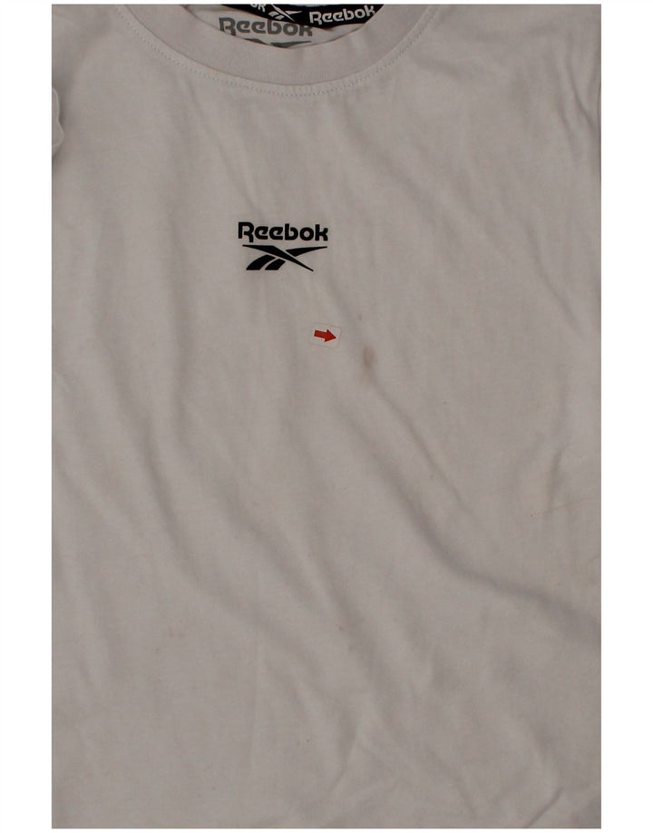 Reebok Jungen T-Shirt mit Grafik, 6–7 Jahre, weiße Baumwolle