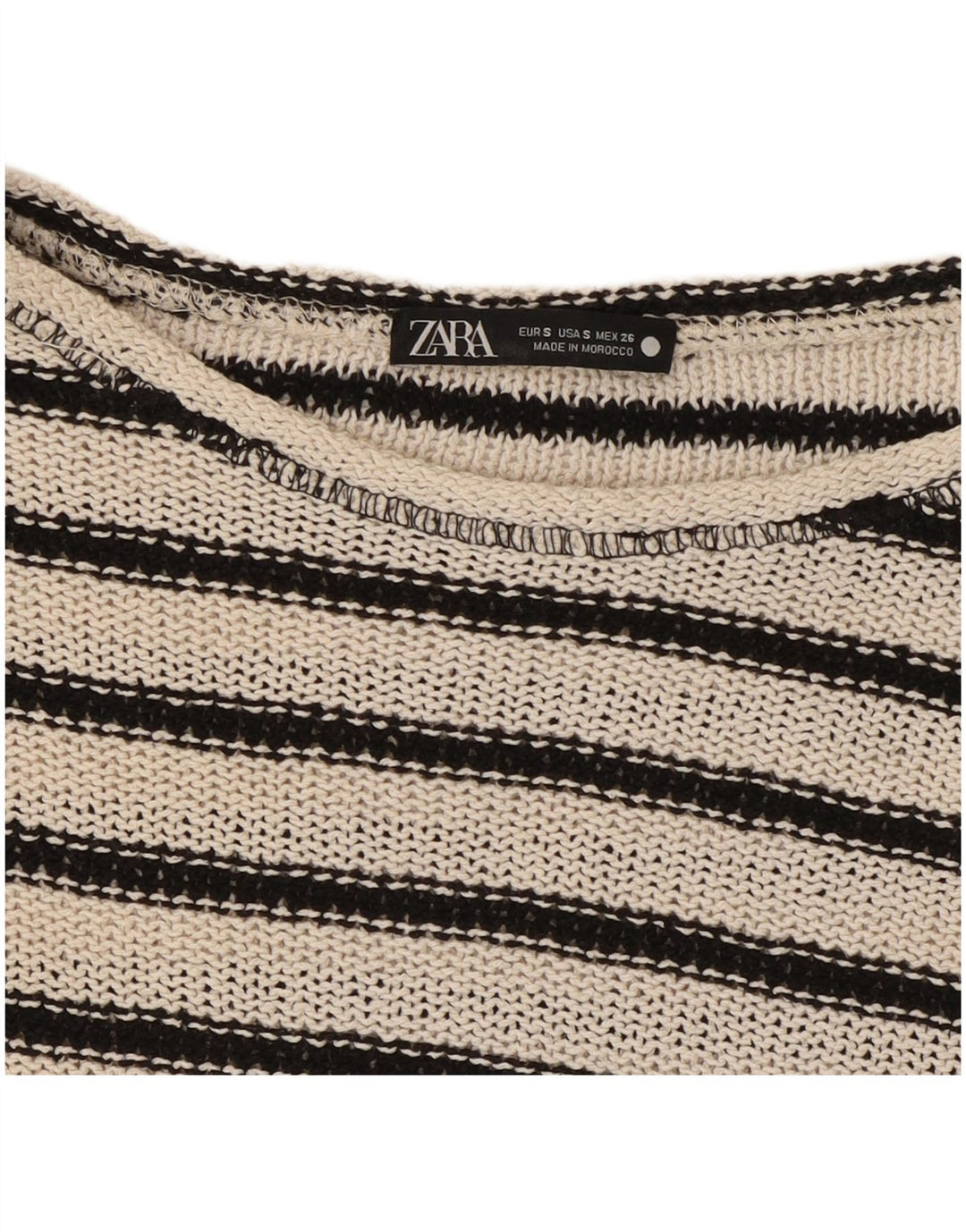 Zara Damen Übergroßes Crop Top UK 10 Small Weiß gestreift