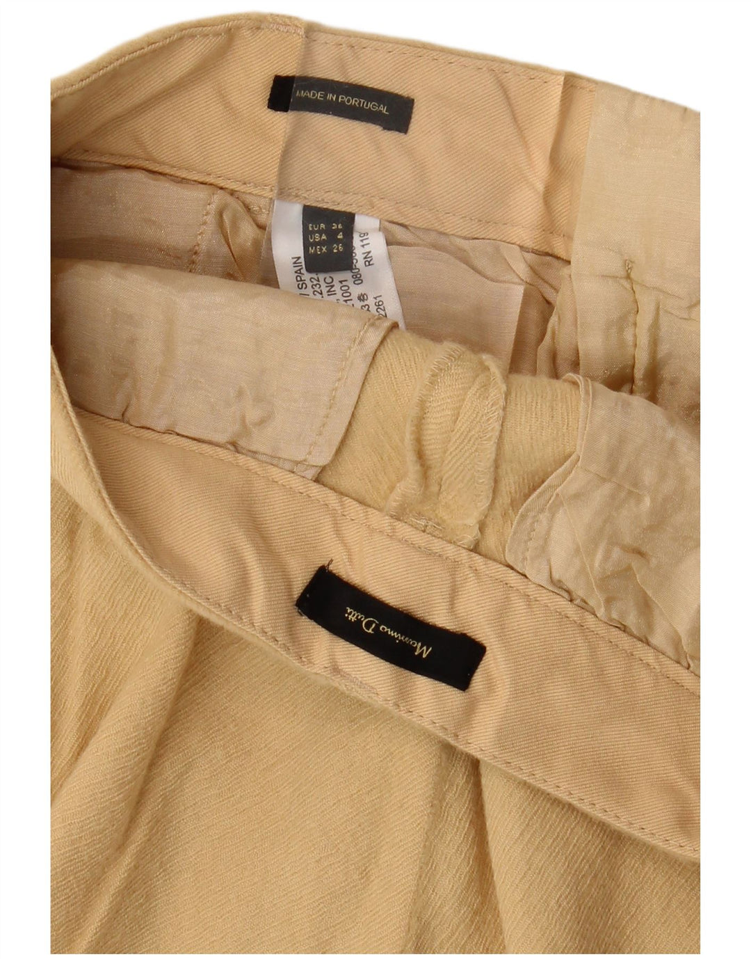 MASSIMO DUTTI Damen gerade Chinohose EU 36 XS W26 L26 Beige Wolle