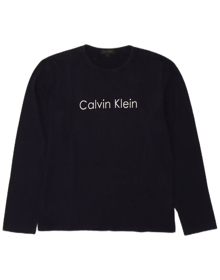 Calvin Klein Herren Grafik-Oberteil, langärmelig, mittelmarineblaue Baumwolle