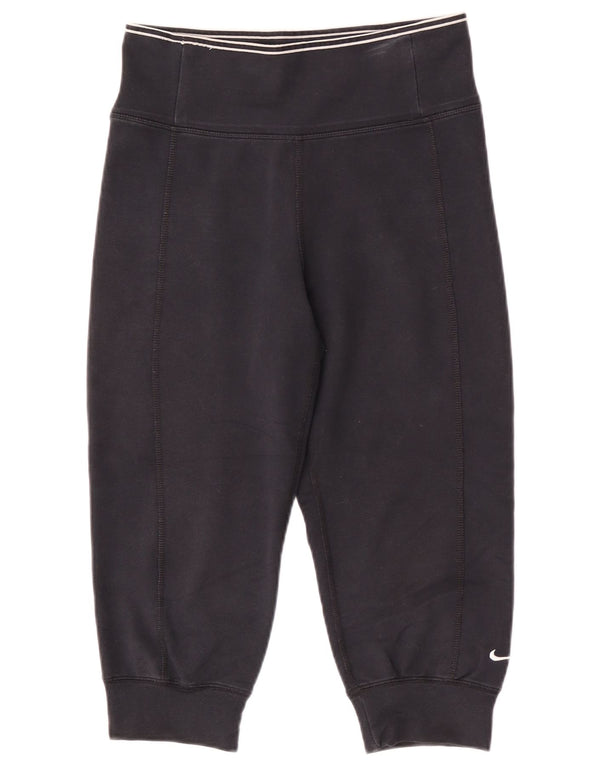 Nike Womens Dri Fit Capri Trainingshose Jogger UK 4/6 XS Schwarz Baumwolle