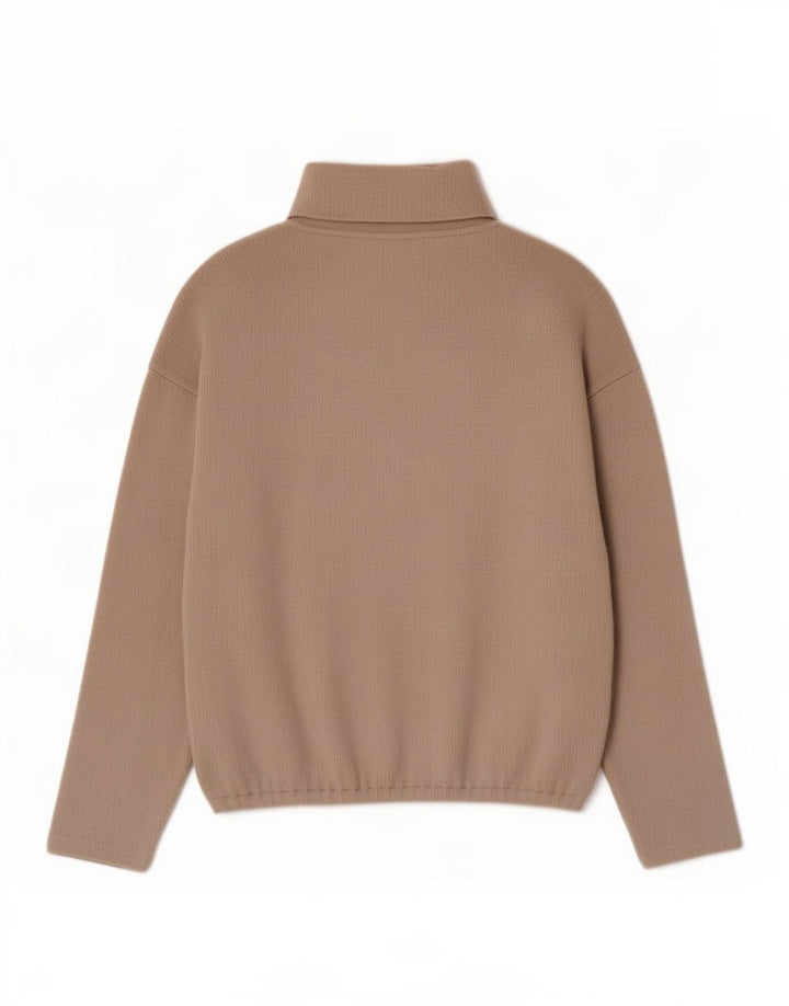 Zara Damen-Pullover mit Rollkragen, übergroß, UK 14, mittelbeigefarbenes Polyester