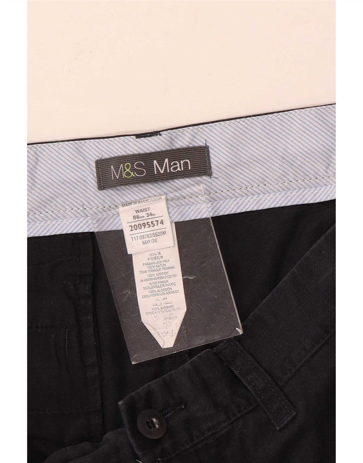 Marks & Spencer Herren-Chinoshorts W34, Größe L, Marineblau, Baumwolle