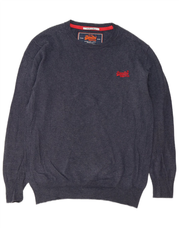 Superdry Herren-Pullover mit Rundhalsausschnitt, Größe S, marineblaue Baumwolle