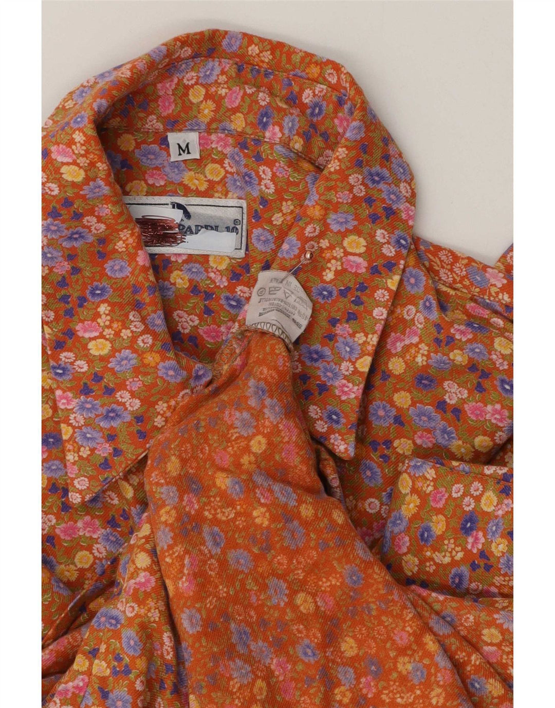Vintage Damen-Hemd UK 14 Medium Mehrfarbige Viskose mit Blumenmuster