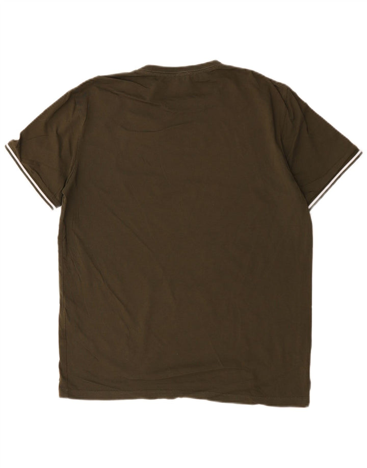 Reiss Herren-T-Shirt-Oberteil aus mittlerer Khaki-Baumwolle