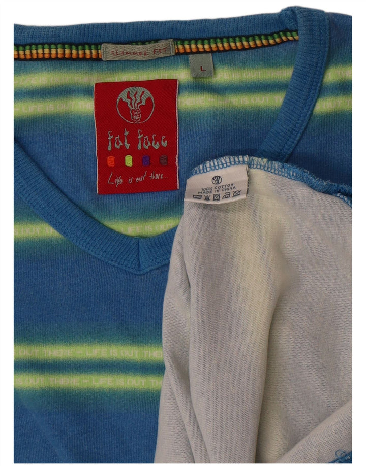 Fat Face Herren-T-Shirt, groß, blau gestreift, Baumwolle