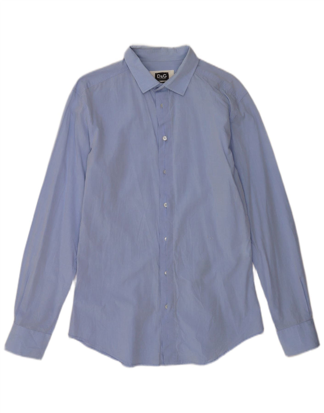Dolce & Gabbana Herren Slim Fit Hemd IT 50 Mittelblaue Baumwolle