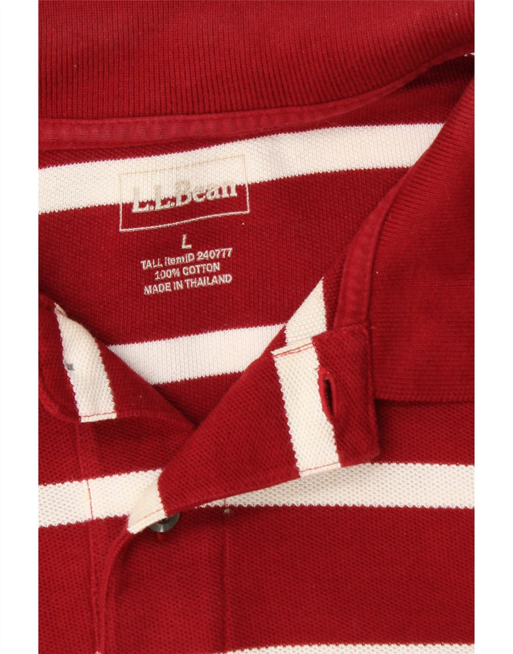 L.L.BEAN Herren-Poloshirt, groß, kastanienbraun, gestreift, Baumwolle