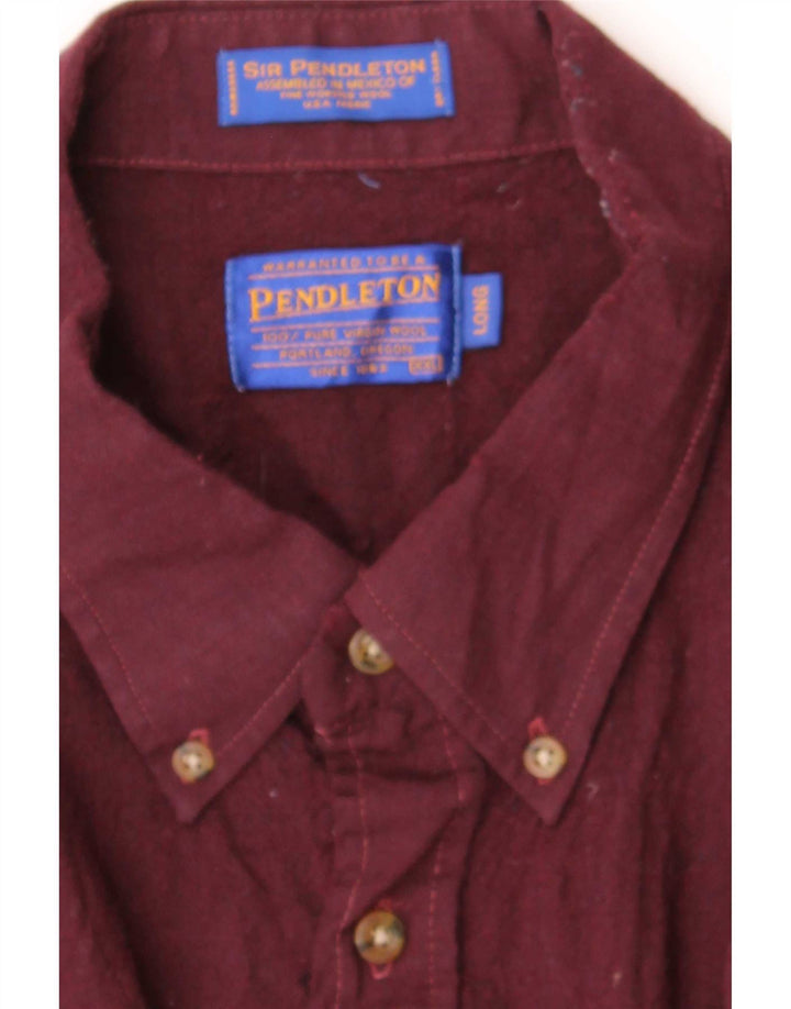 Pendleton Herren-Overshirt, langes Flanellhemd, 2XL, Burgunderrot, Wolle