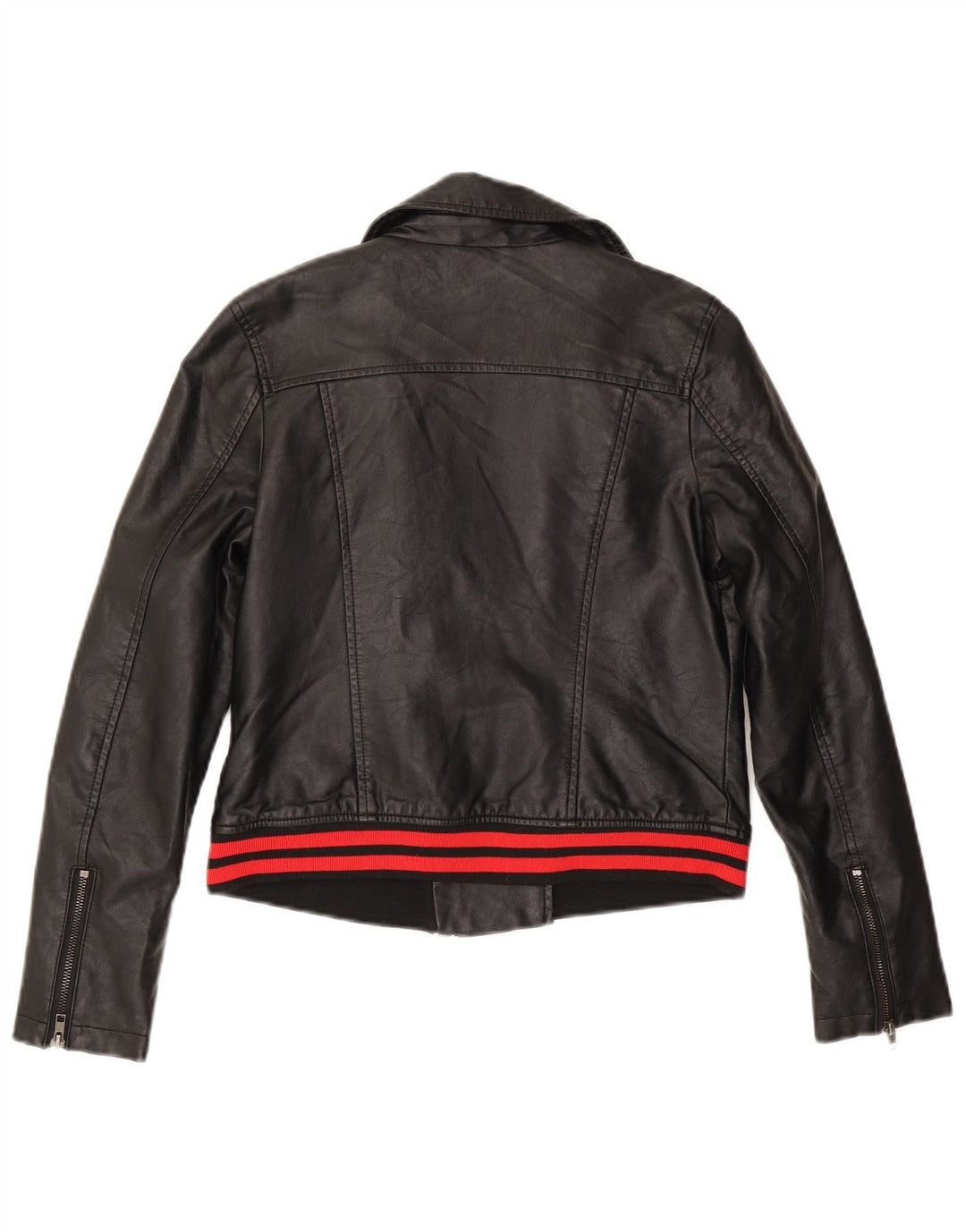 Von Dutch Damen-Bikerjacke aus Kunstleder, UK 10, Größe S, Schwarz, Polyurethan