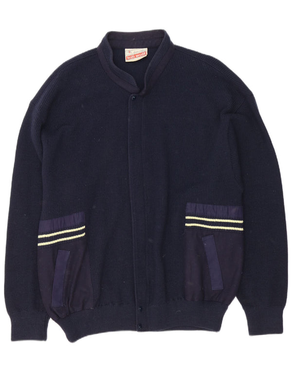 Loli Wolf Herren-Strickjacke mit normaler Passform, mittlere marineblaue Wolle