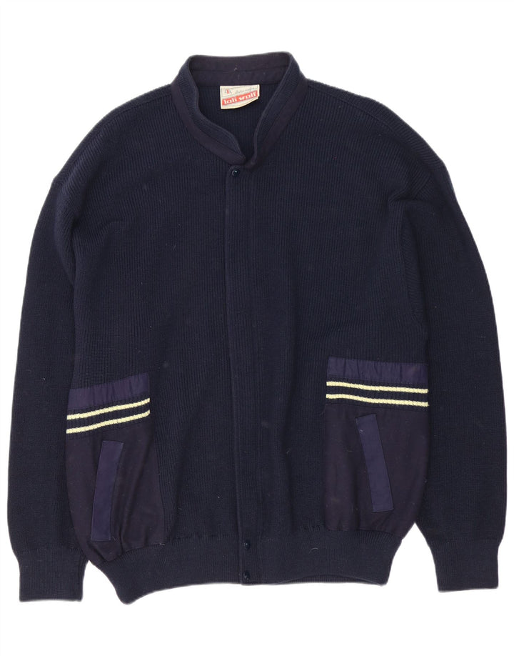 Loli Wolf Herren-Strickjacke mit normaler Passform, mittlere marineblaue Wolle