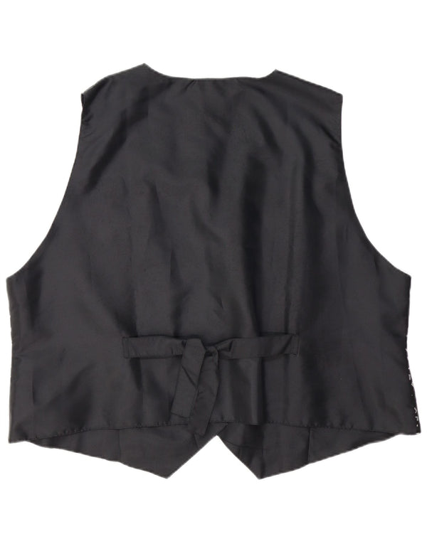Vintage Damen Weste UK 26/28 5XL Schwarze geometrische Viskose