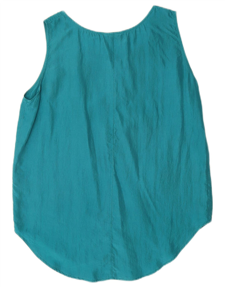 Ultimo 21 Ärmelloses Damen-Blusenoberteil IT 42 Mittelblaue Seide