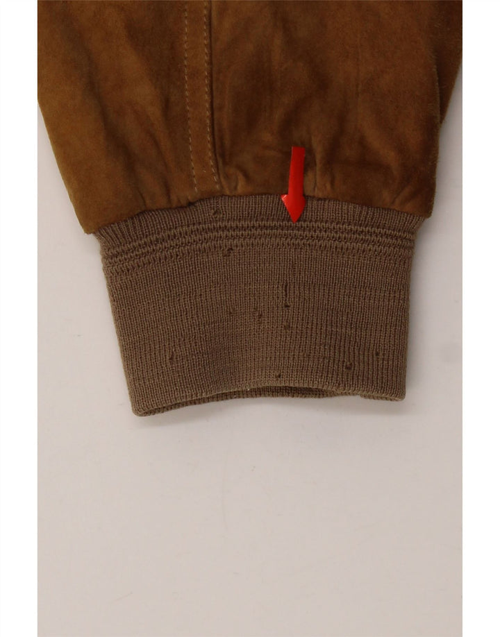 Vintage Herren Wildleder Bomberjacke UK 42 XL Beige Leder