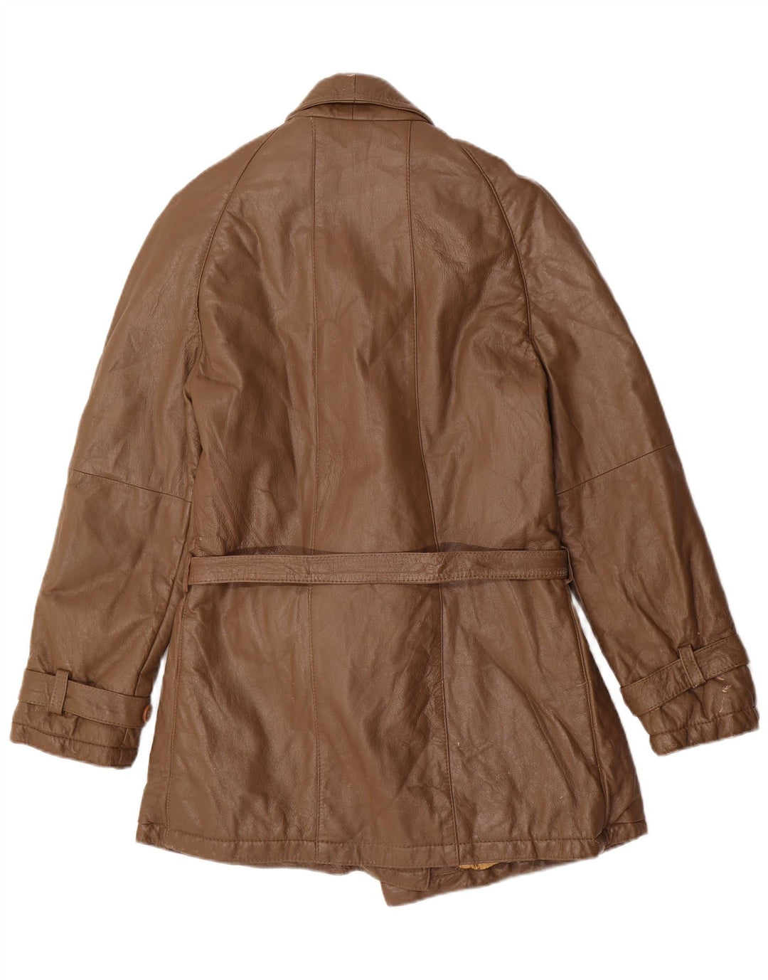 Vintage Damen Militärledermantel UK 14 Mittelbraun