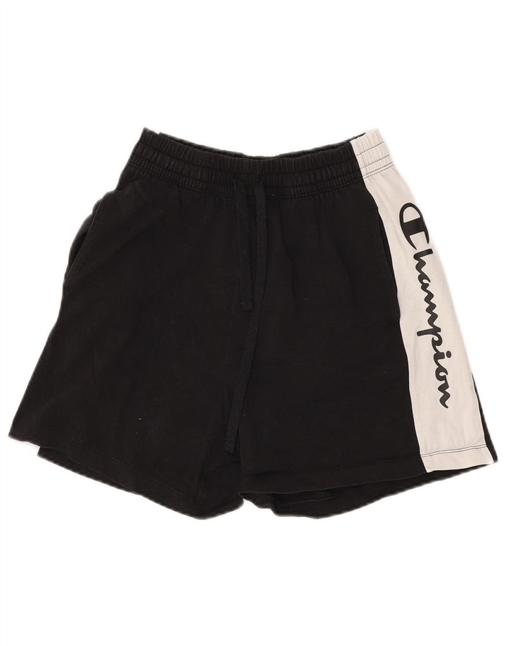 Champion Womens Graphic Sport Shorts UK 12 Mittelschwarz Farbblock