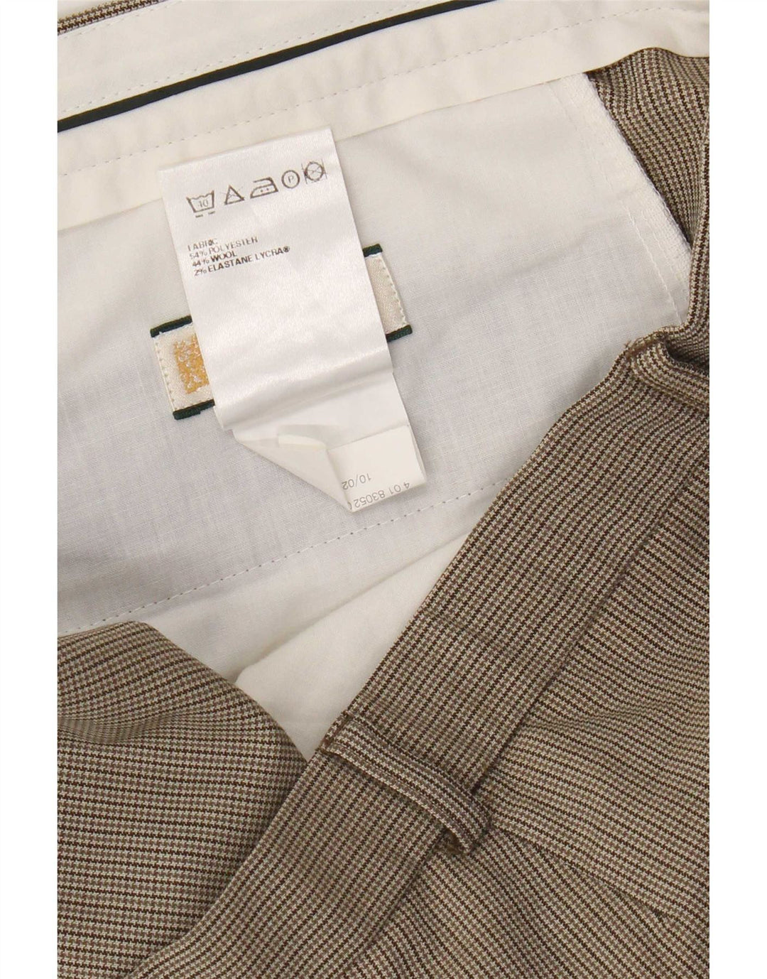 Gerade Herren-Anzughose von Marks & Spencer, W40, L31, beige Hahnentrittmuster