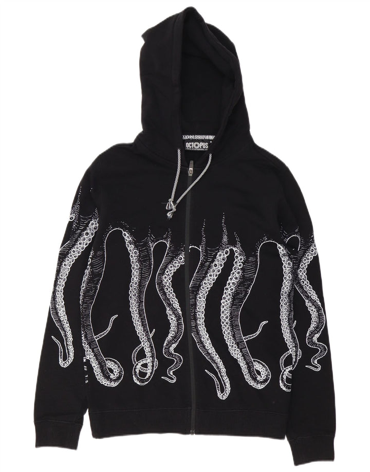Octopus Herren-Kapuzenpullover mit grafischem Reißverschluss, Größe S, Schwarz, Baumwolle