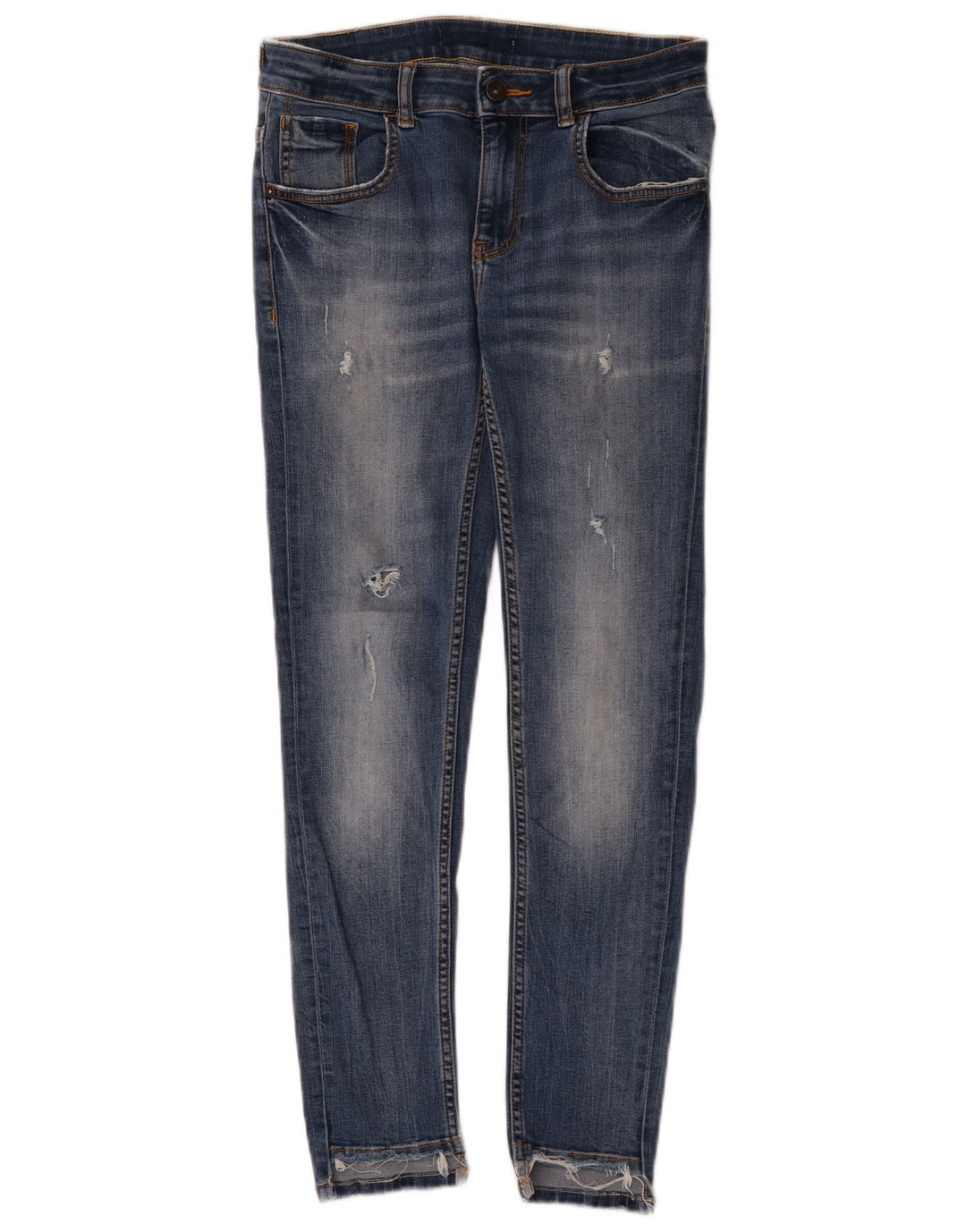 Zara Damen Distressed Skinny Jeans W28 L27 Blau