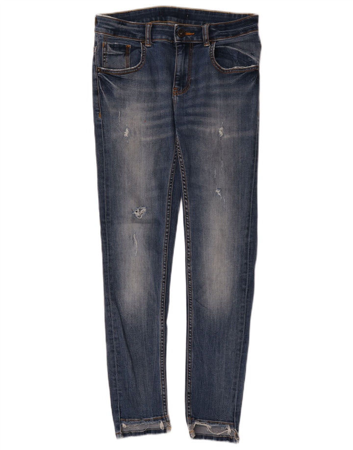 Zara Damen Distressed Skinny Jeans W28 L27 Blau